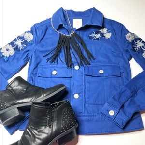 Denim jacket with embroidery detail